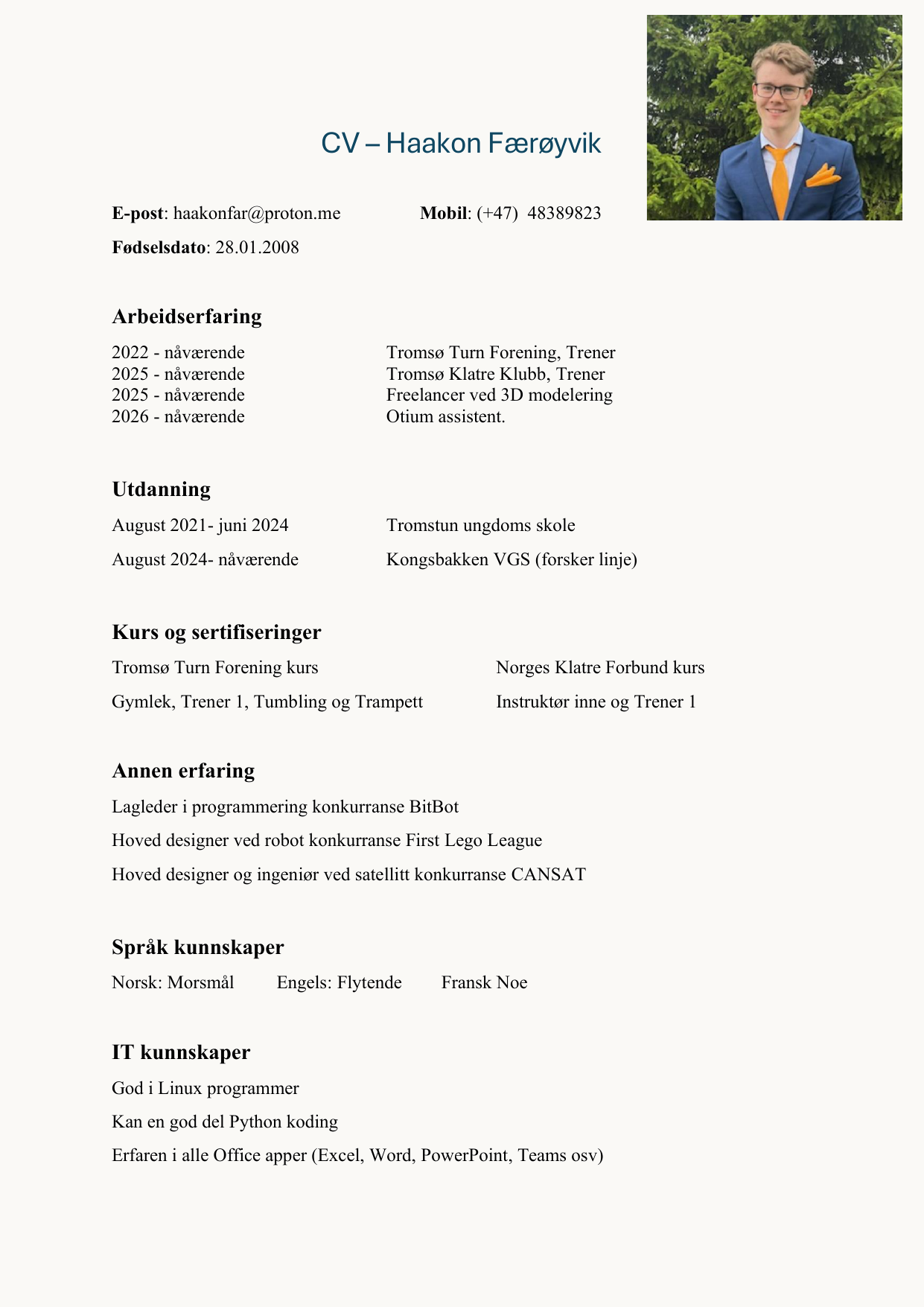 CV Haakon Færøyvik, side 1